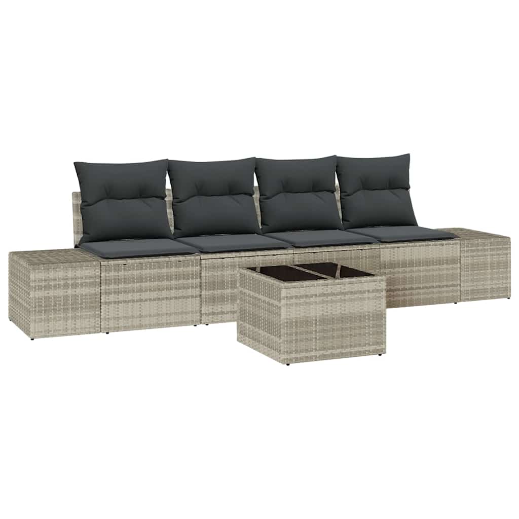 Garten-Sofa-Set 5 pcs Hellgrau und Dunkelgrau 55 x 55 x 37 cm